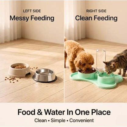 Automatic Dog Water Dispenser with Double Bowls