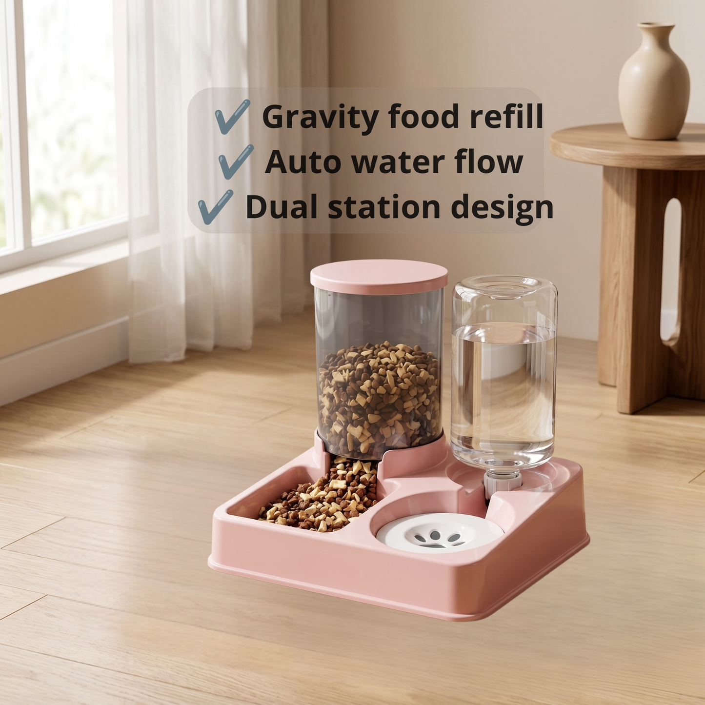 2-in-1 Pet Food & Water Station