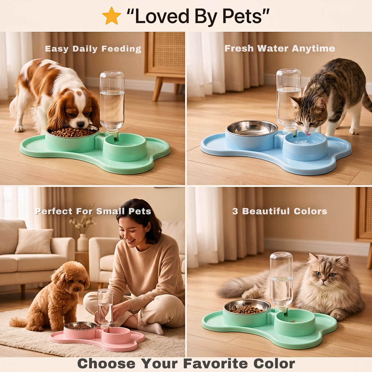 Automatic Dog Water Dispenser with Double Bowls